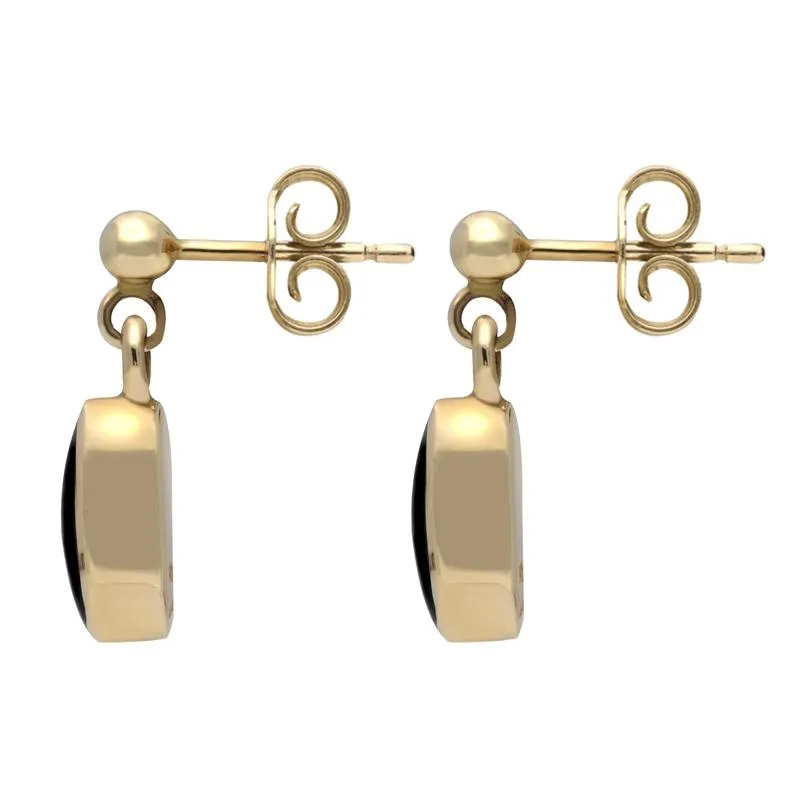 9ct Yellow Gold Whitby Jet Small Long Oval Drop Earrings sold by Jura Watches product image thumbnail 2