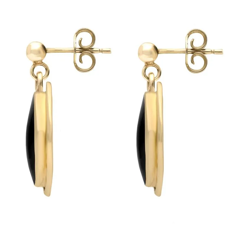 9ct Yellow Gold Whitby Jet Ribbed Oval Drop Earrings sold by Jura Watches product image thumbnail 2