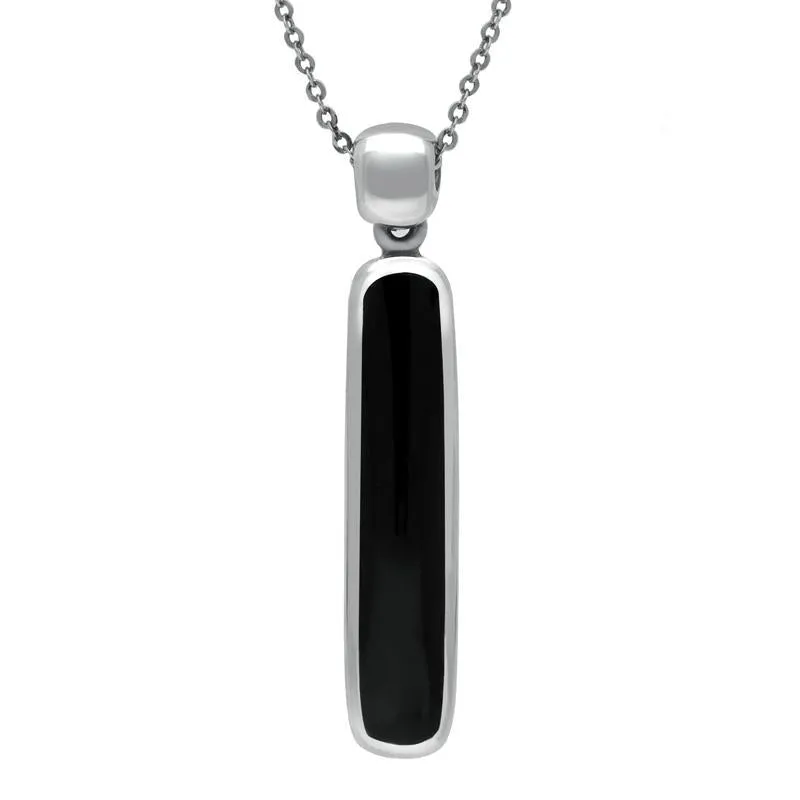 Sterling Silver Whitby Jet Long Oblong Necklace sold by Jura Watches