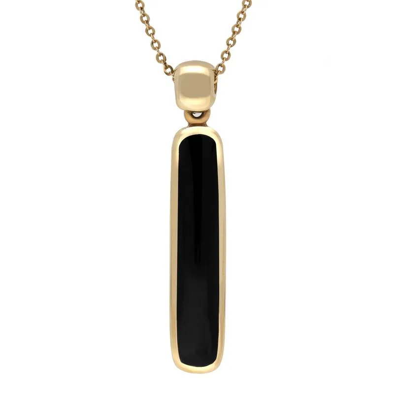 9ct Yellow Gold Whitby Jet Long Oblong Necklace sold by Jura Watches