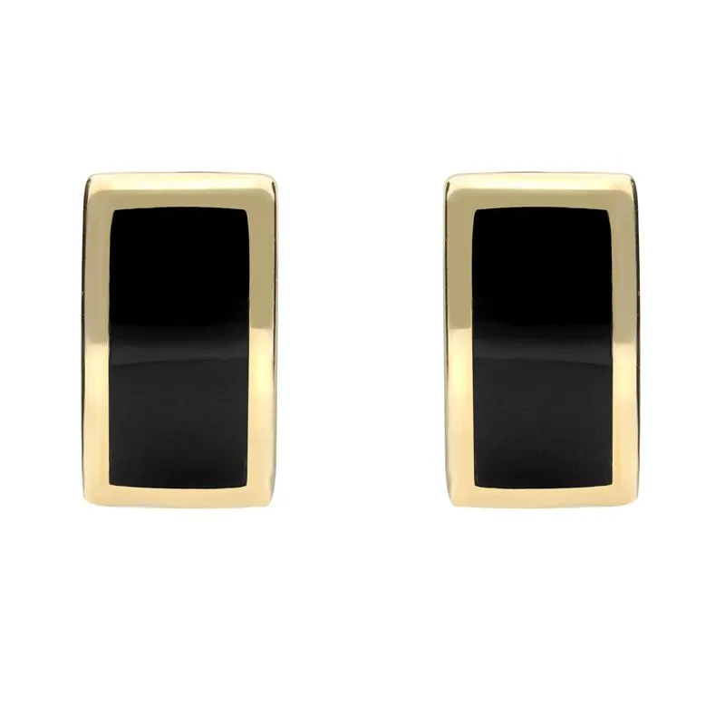 9ct Yellow Gold Whitby Jet Curved Oblong Stud Earrings sold by Jura Watches