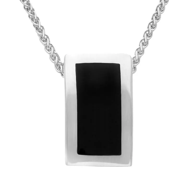 Sterling Silver Whitby Jet Oblong Stone Set Necklace sold by Jura Watches