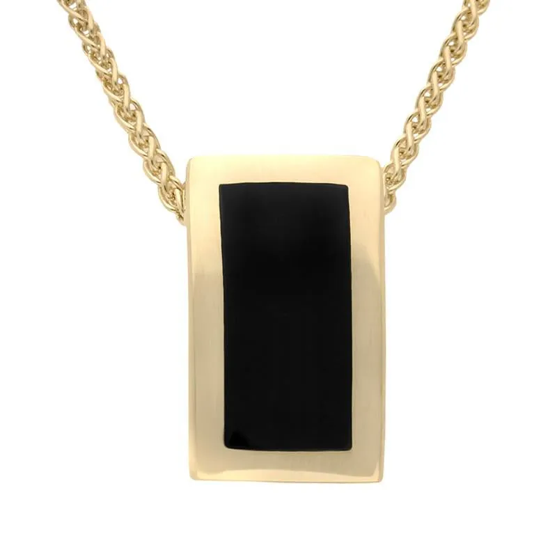 9ct Yellow Gold Whitby Jet Oblong Stone Set Necklace sold by Jura Watches