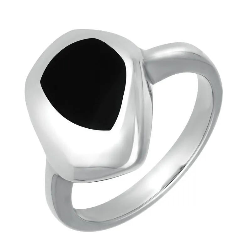Sterling Silver Whitby Jet Freeform Pentagon Shape Ring sold by Jura Watches
