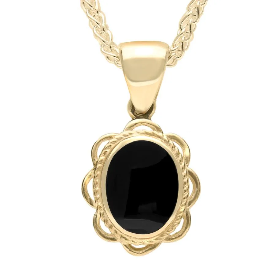 9ct Yellow Gold Whitby Jet Rope Oval Frill Necklace sold by Jura Watches