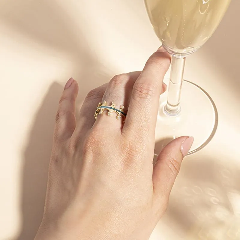 9ct Yellow Gold Turquoise Diamond Tiara Double Band Ring sold by Jura Watches product image thumbnail 3