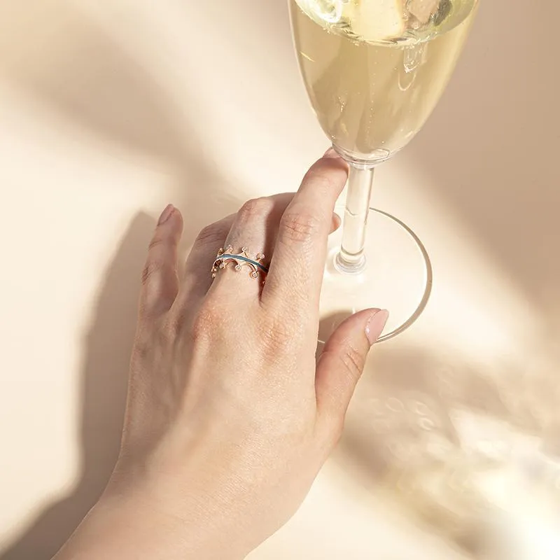 18ct Rose Gold Turquoise Diamond Tiara Double Band Ring sold by Jura Watches product image thumbnail 2