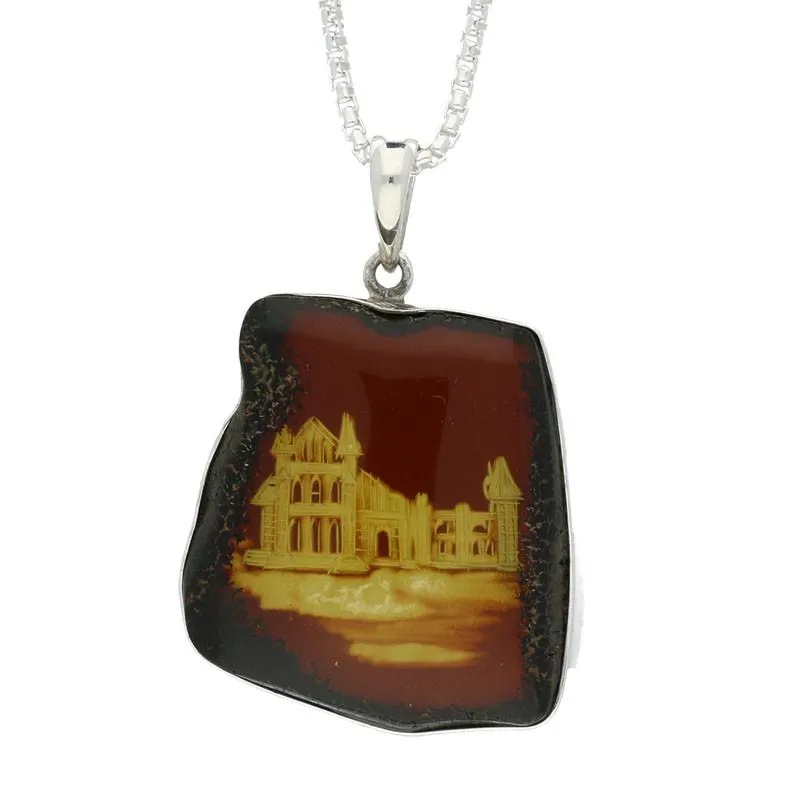 Carved Organic Sterling Silver Abbey Square Pendant D sold by Jura Watches