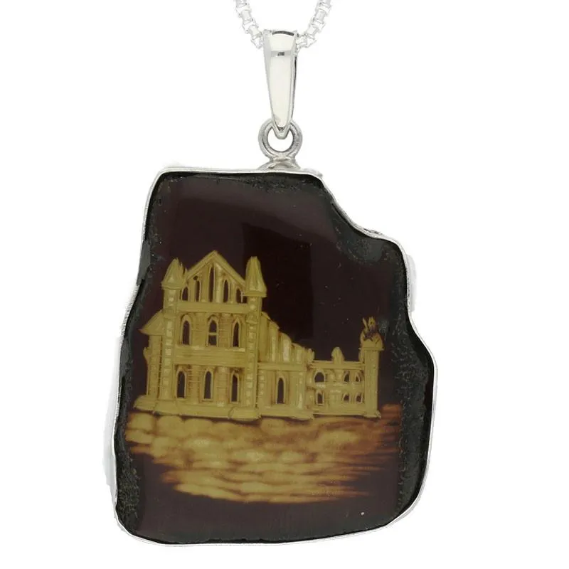 Carved Organic Sterling Silver Amber Abbey Rhombus Pendant D sold by Jura Watches