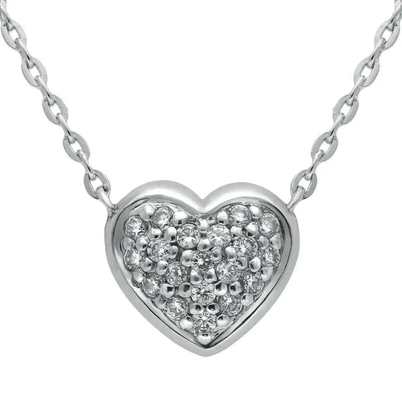 Sterling Silver Cubic Zirconia Small Heart Necklace sold by Jura Watches