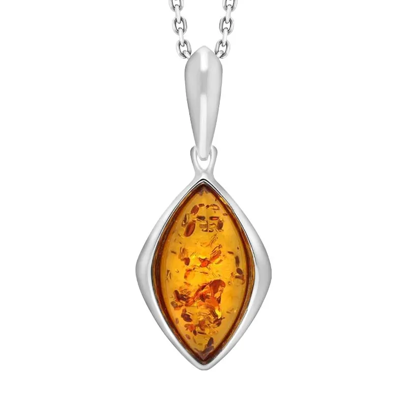 Sterling Silver Amber Framed Marquise Necklace sold by Jura Watches