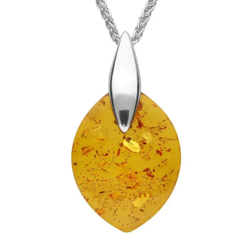 Sterling Silver Amber Wide Marquise Necklace sold by Jura Watches