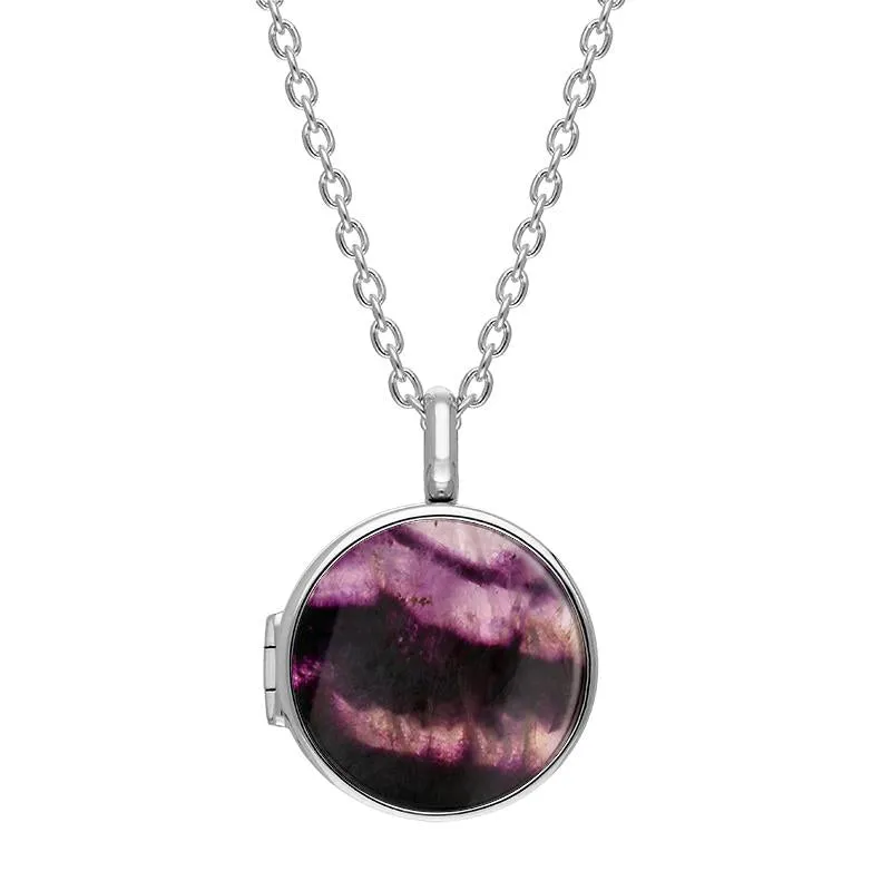Sterling Silver Blue John Small Round Locket sold by Jura Watches