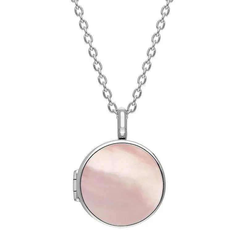 Sterling Silver Pink Mother of Pearl Small Round Locket sold by Jura Watches