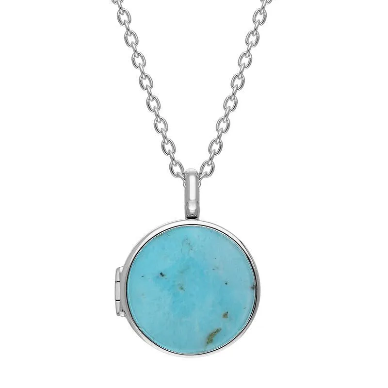Sterling Silver Turquoise Small Round Locket sold by Jura Watches