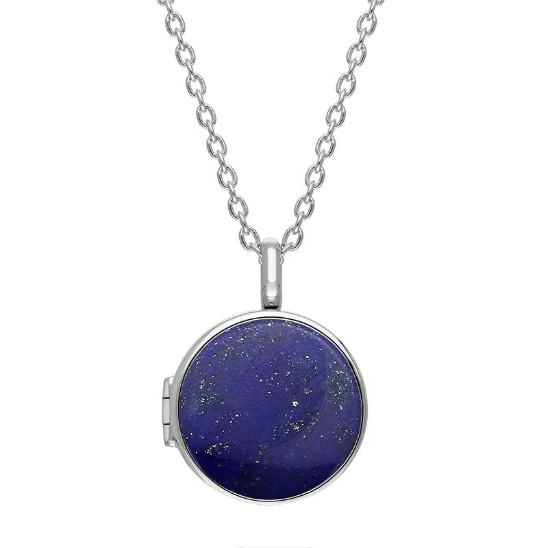 Sterling Silver Lapis Lazuli Small Round Locket sold by Jura Watches
