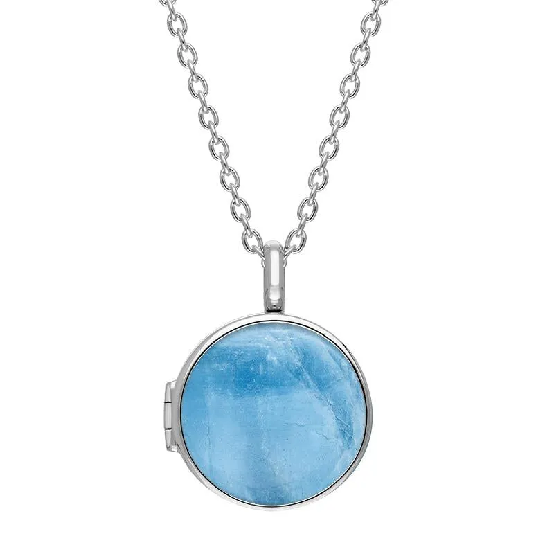 Sterling Silver Aquamarine Small Round Locket sold by Jura Watches