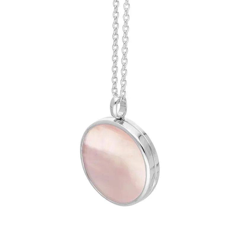 Sterling Silver Pink Mother of Pearl Medium Round Locket sold by Jura Watches product image thumbnail 2