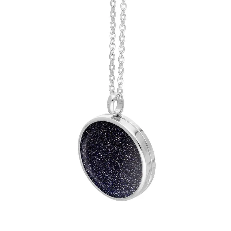 Sterling Silver Blue Goldstone Medium Round Locket sold by Jura Watches product image thumbnail 2