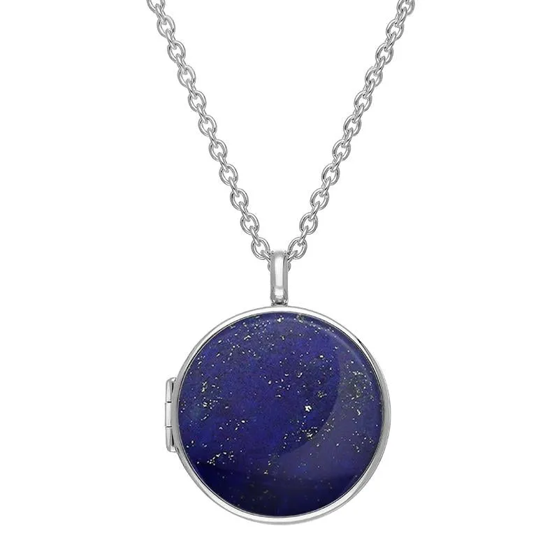 Sterling Silver Lapis Lazuli Large Round Locket sold by Jura Watches