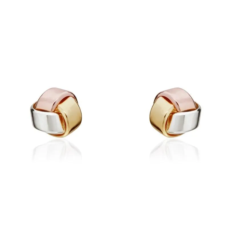 9ct Yellow Rose and White Gold 4mm Looped Knot Stud Earrings sold by Jura Watches