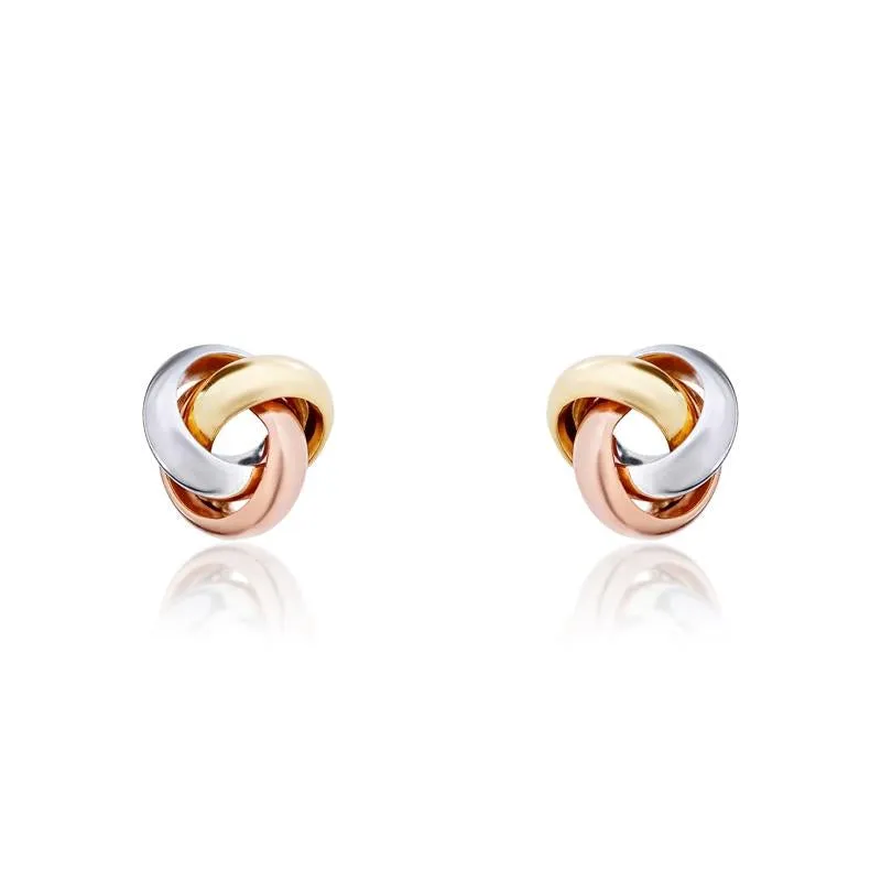 9ct Yellow Rose and White Gold 6mm Looped Knot Stud Earrings sold by Jura Watches