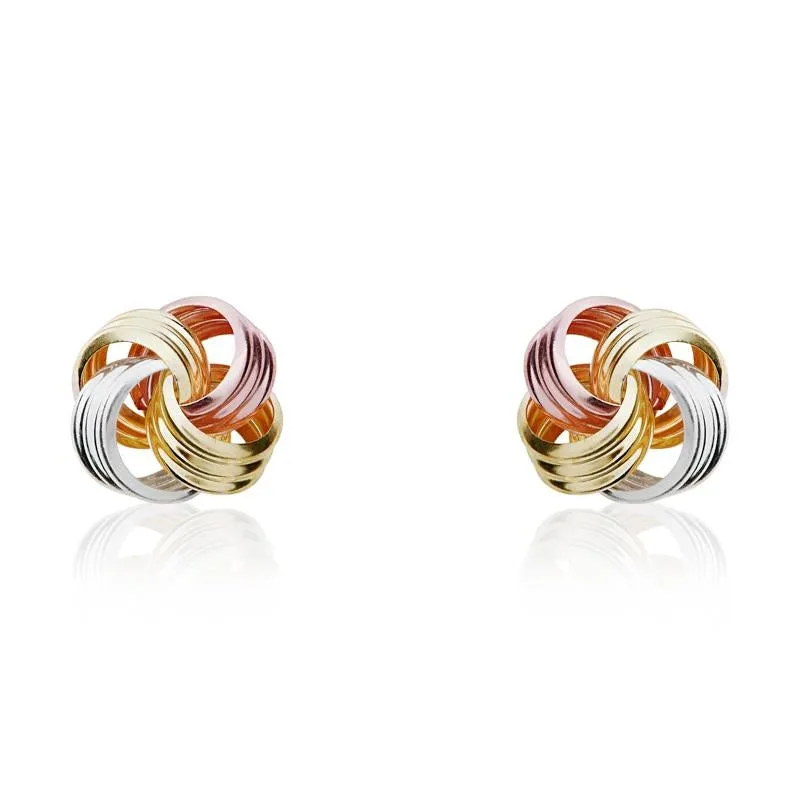 9ct Yellow Rose and White Gold 9mm Looped Knot Stud Earrings sold by Jura Watches