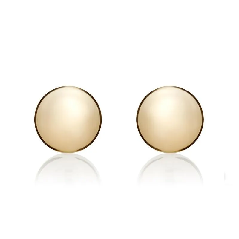 9ct Yellow Gold 10mm Button Stud Earrings sold by Jura Watches