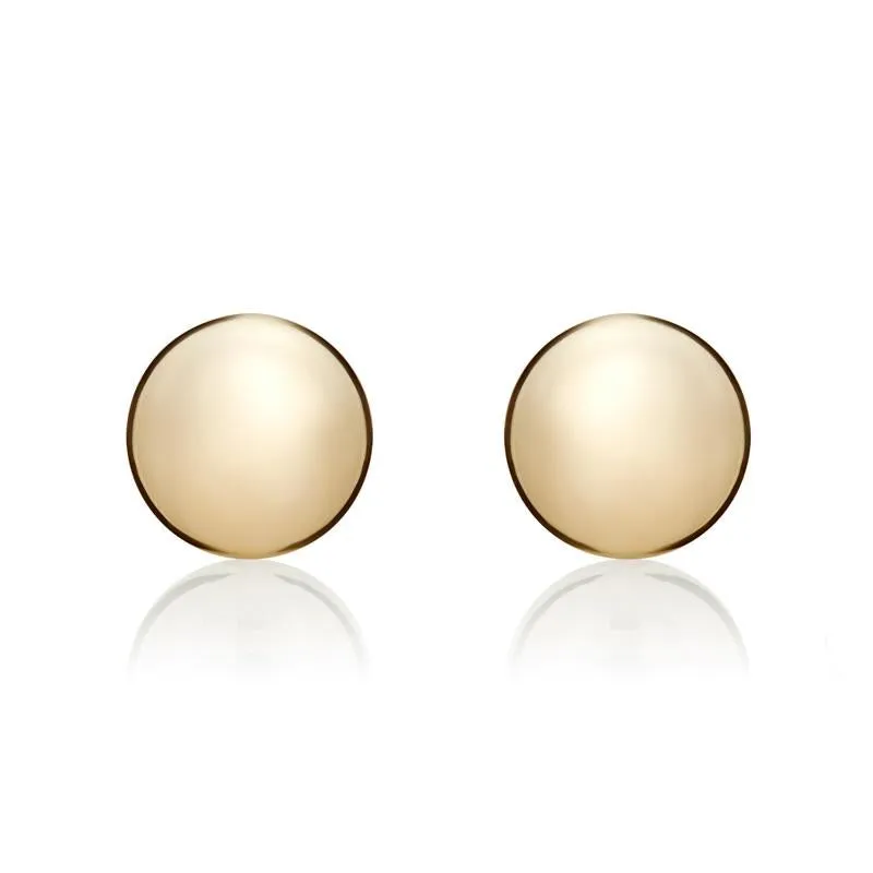 9ct Yellow Gold 8mm Button Stud Earrings sold by Jura Watches