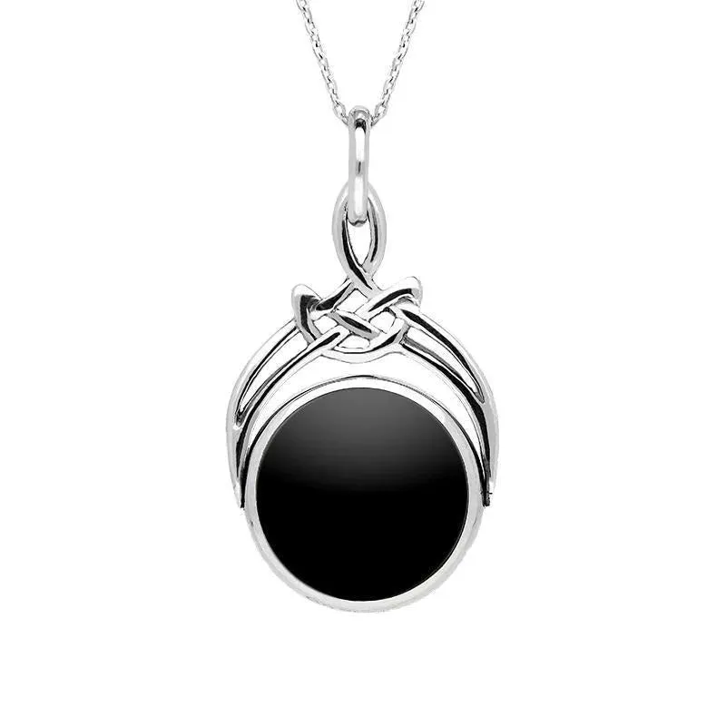 Sterling Silver Whitby Jet Malachite Round Swivel Fob Necklace sold by Jura Watches product image thumbnail 2