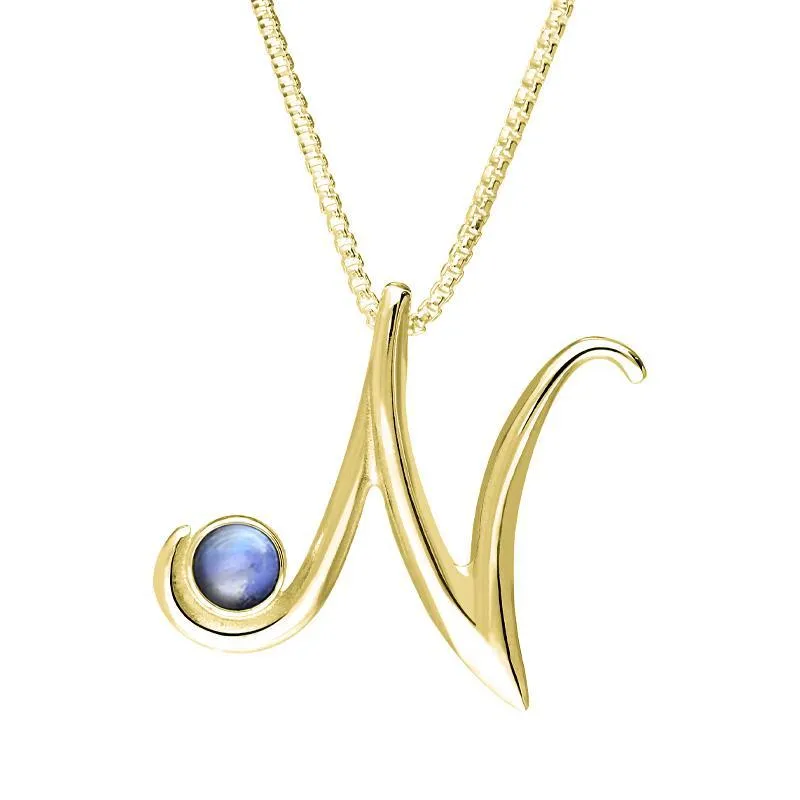 9ct Yellow Gold Moonstone Love Letters Initial N Necklace sold by Jura Watches