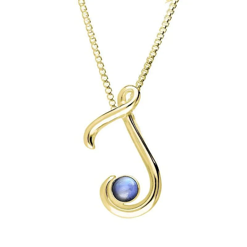 9ct Yellow Gold Moonstone Love Letters Initial J Necklace sold by Jura Watches