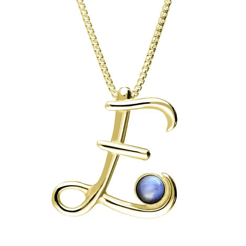 9ct Yellow Gold Moonstone Love Letters Initial E Necklace sold by Jura Watches