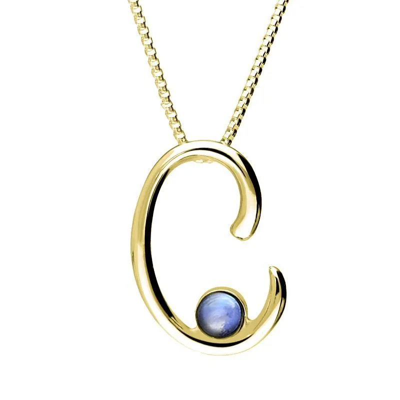 9ct Yellow Gold Moonstone Love Letters Initial C Necklace sold by Jura Watches
