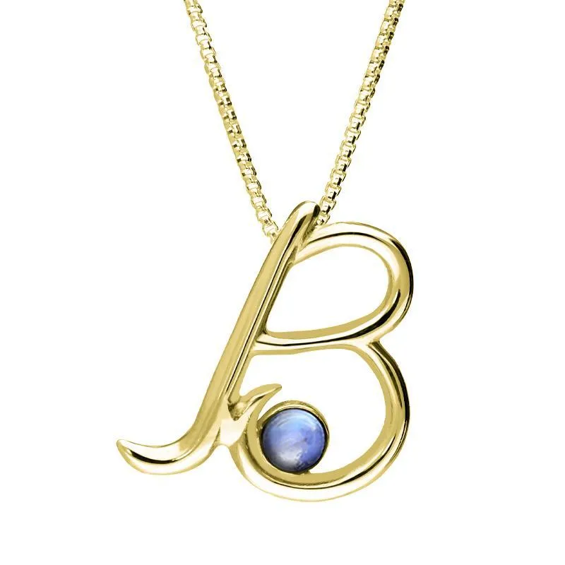 9ct Yellow Gold Moonstone Love Letters Initial B Necklace sold by Jura Watches