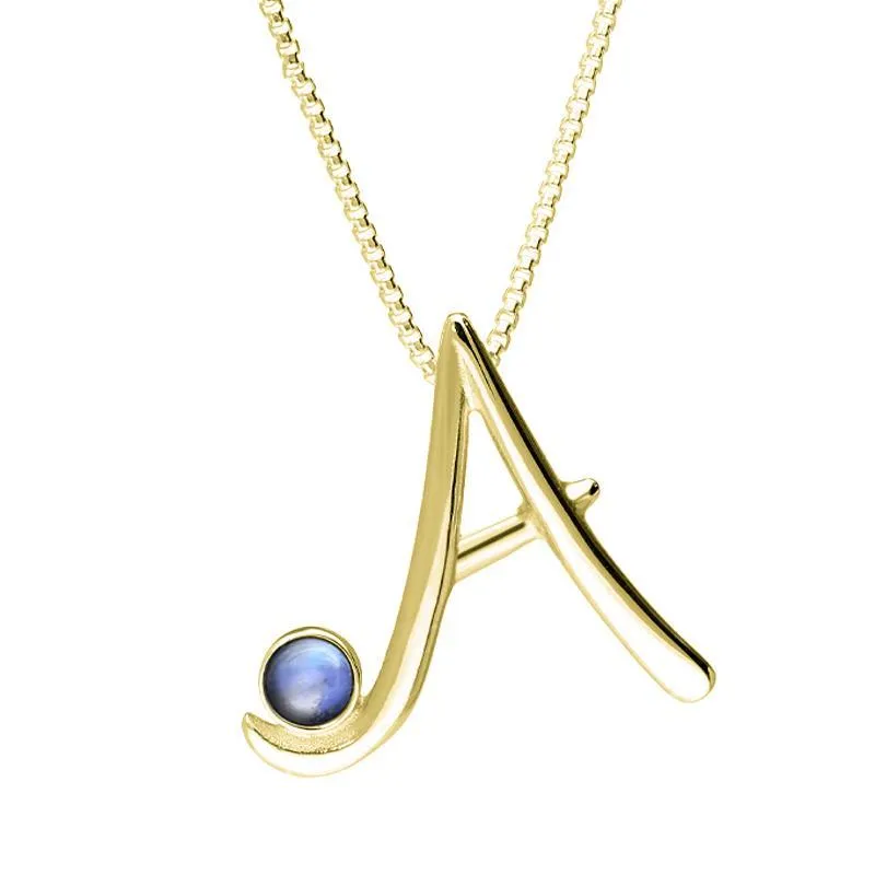 9ct Yellow Gold Moonstone Love Letters Initial A Necklace sold by Jura Watches