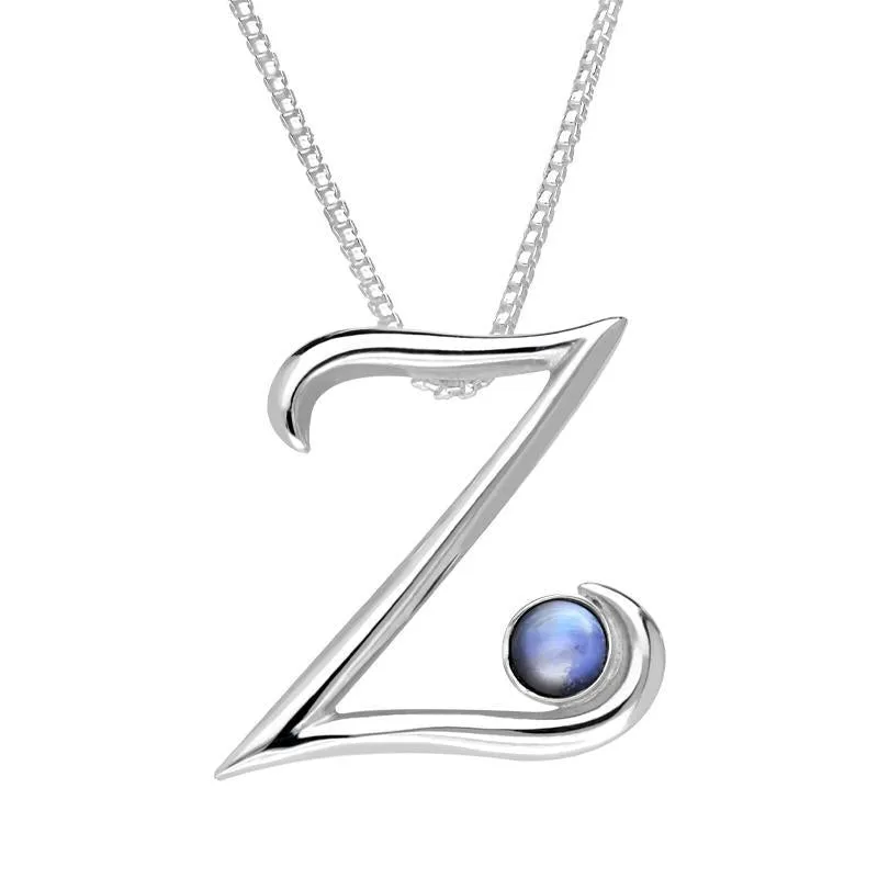 Sterling Silver Moonstone Love Letters Initial Z Necklace sold by Jura Watches