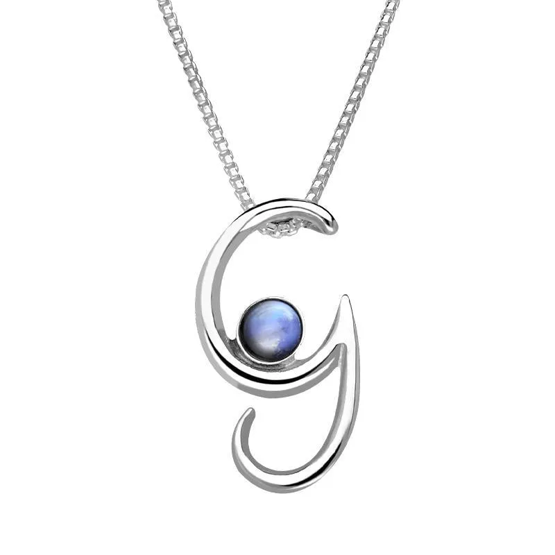 Sterling Silver Moonstone Love Letters Initial G Necklace sold by Jura Watches