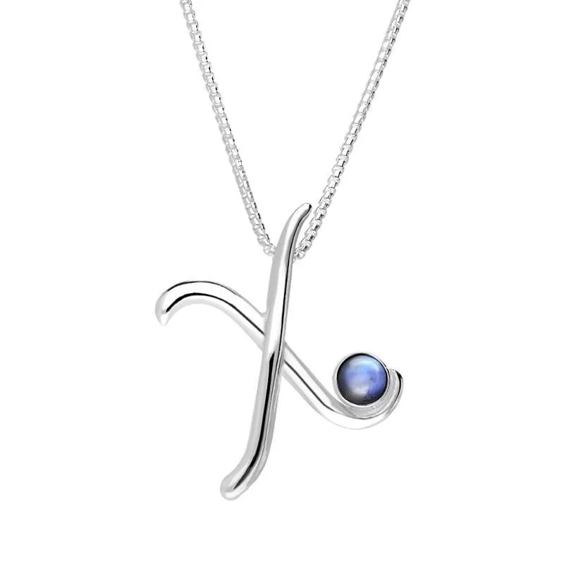 Sterling Silver Moonstone Love Letters Initial X Necklace sold by Jura Watches