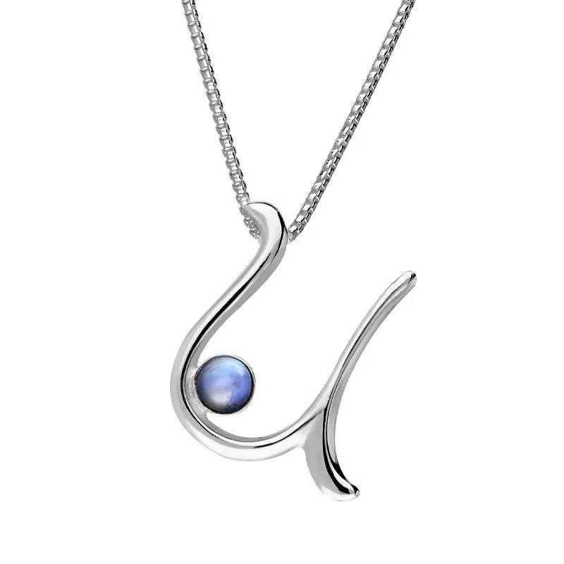 Sterling Silver Moonstone Love Letters Initial U Necklace sold by Jura Watches