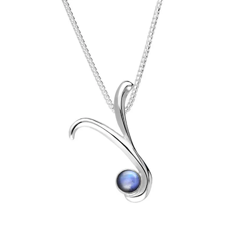 Sterling Silver Moonstone Love Letters Initial Y Necklace sold by Jura Watches