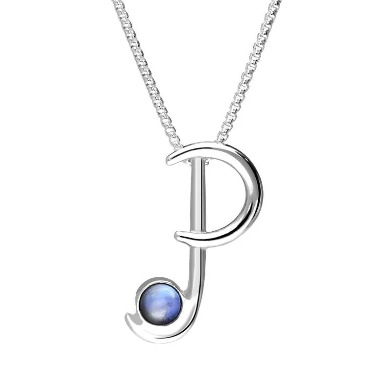 Sterling Silver Moonstone Love Letters Initial P Necklace sold by Jura Watches