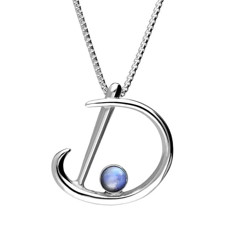 Sterling Silver Moonstone Love Letters Initial D Necklace sold by Jura Watches