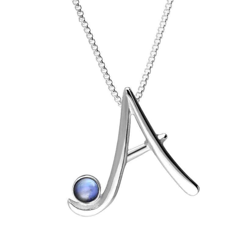 Sterling Silver Moonstone Love Letters Initial A Necklace sold by Jura Watches