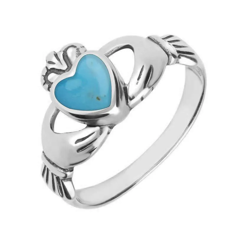 Sterling Silver Turquoise Claddagh Set Ring sold by Jura Watches