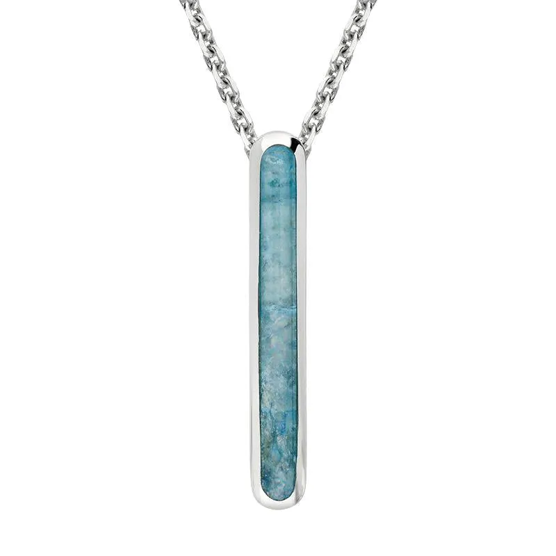 Sterling Silver Aquamarine Lineaire Drop Oval Necklace sold by Jura Watches