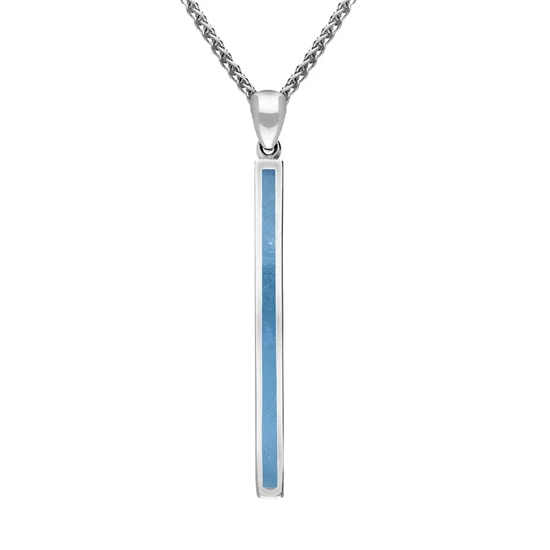 Sterling Silver Aquamarine Long Slim Oblong Necklace sold by Jura Watches
