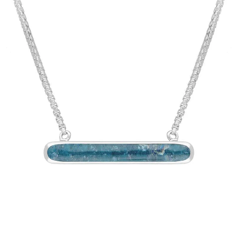 Sterling Silver Aquamarine Lineaire Oval Necklace sold by Jura Watches