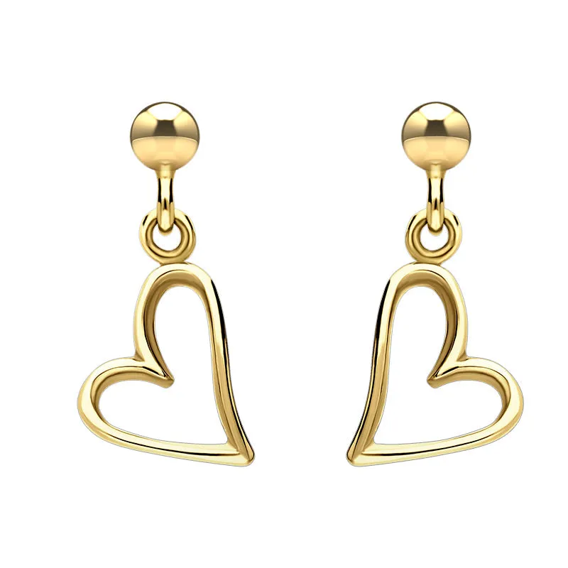 9ct Yellow Gold Open Heart Drop Earrings sold by Jura Watches