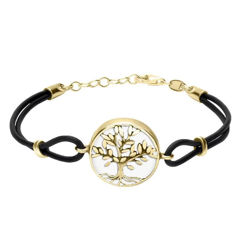 9ct Yellow Gold Bauxite Cord Round Large Leaves Tree Of Life Bracelet sold by Jura Watches